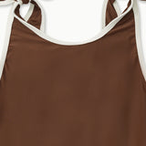 CONTRAST TRIM SWIMSUIT │ MARRON