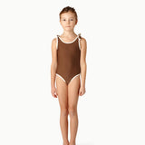 CONTRAST TRIM SWIMSUIT │ MARRON