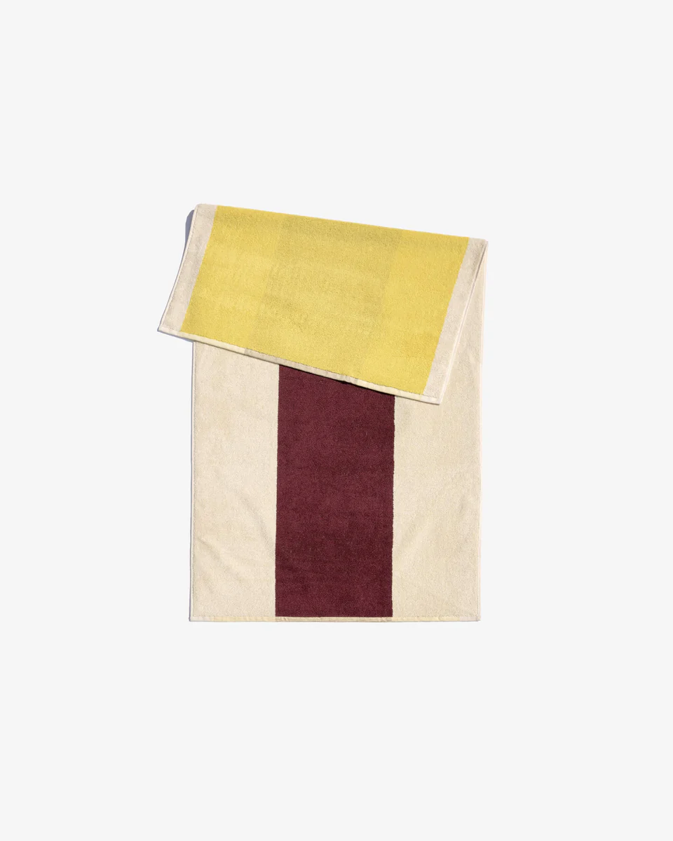 BATH TOWEL │ YELLOW & BORDEAUX